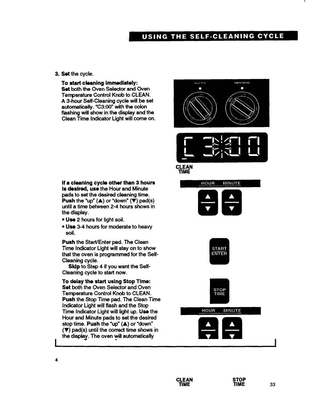 Whirlpool RF375PXY, RF375PCY, RF362BXB manual Set the cycle To start cleaning immediately 