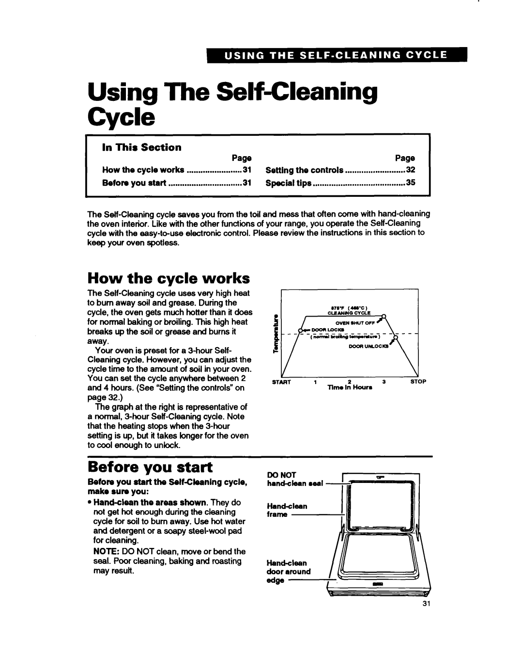 Whirlpool RF375PCY, RF375PXY Using The Self-CleaningCycle, How the cycle works, Before you start, In This, Section, Page 