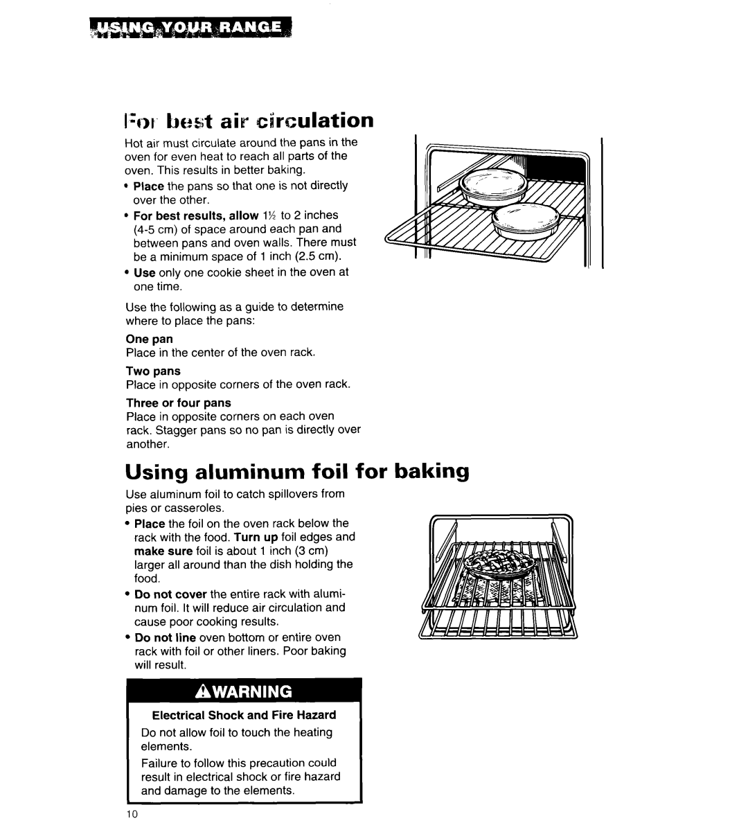 Whirlpool RF376PCY manual HI.. bed* air cirai-,ulation, Using aluminum foil for 