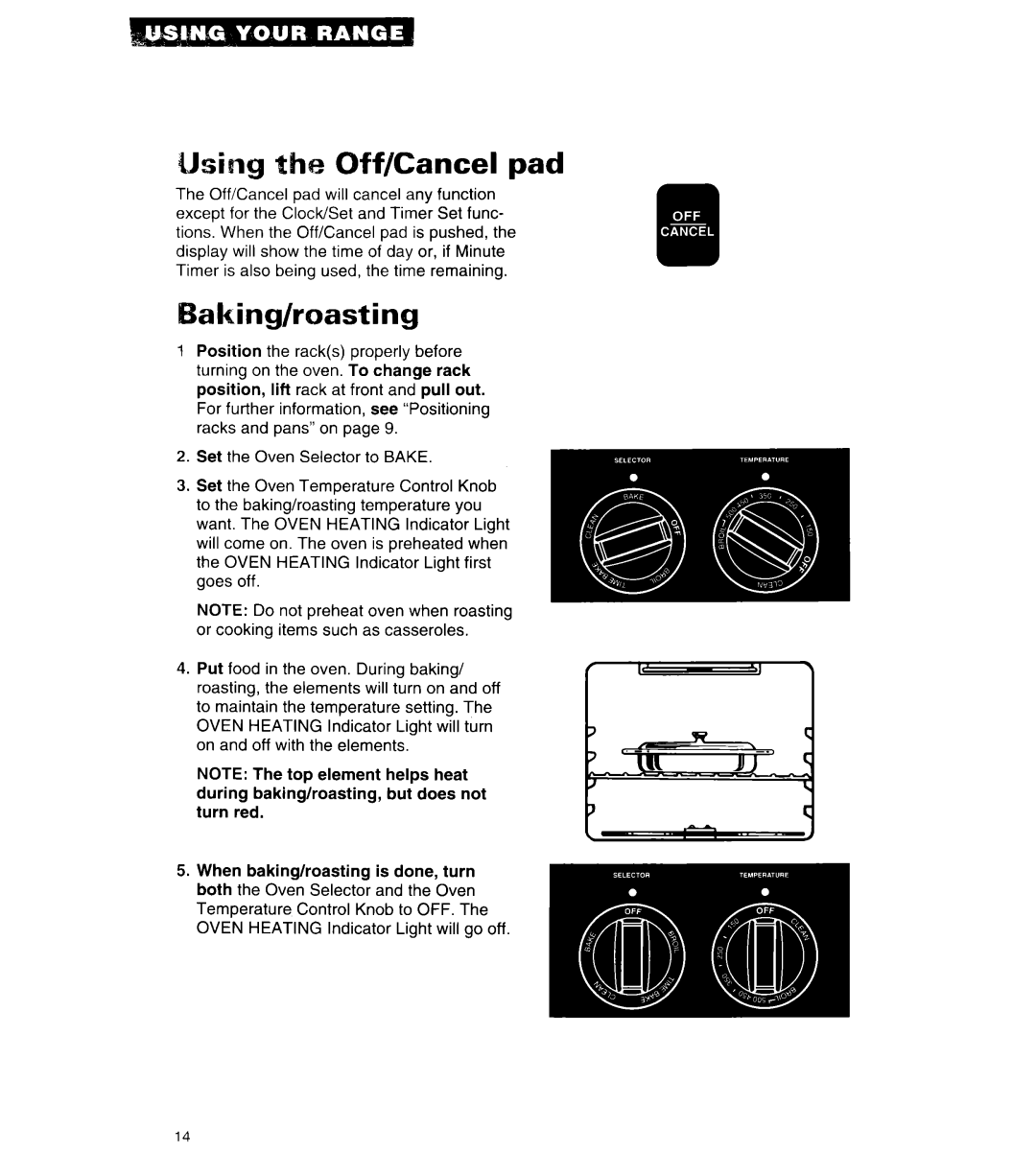 Whirlpool RF376PCY manual Using the Off/Cancel pad, Akinghoasting 