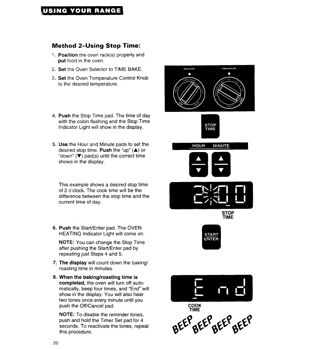 Whirlpool RF376PCY manual Method Z-Using Stop Time 