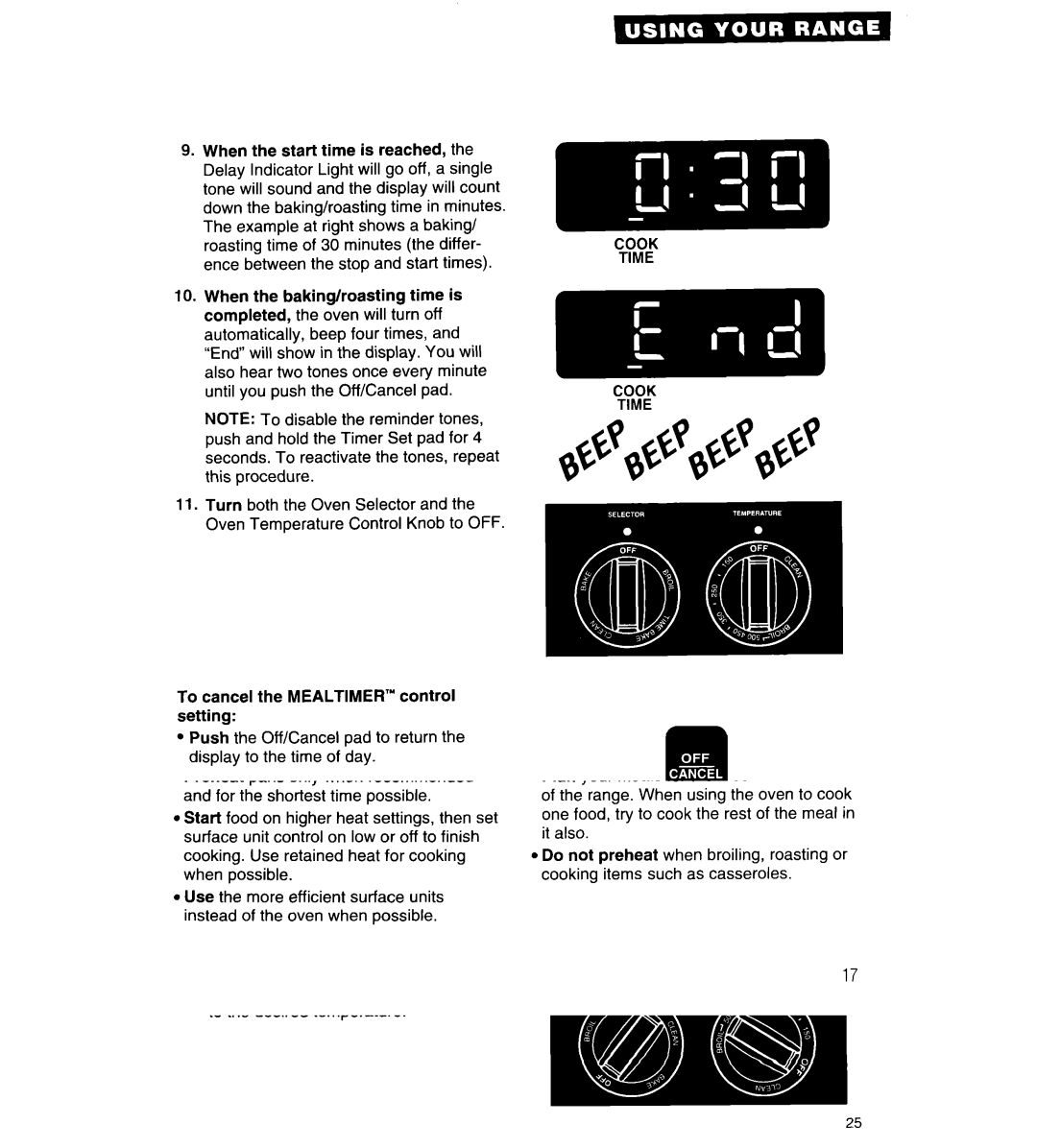 Whirlpool RF376PCY manual Method 3-Using Cook Time and Stop Time 