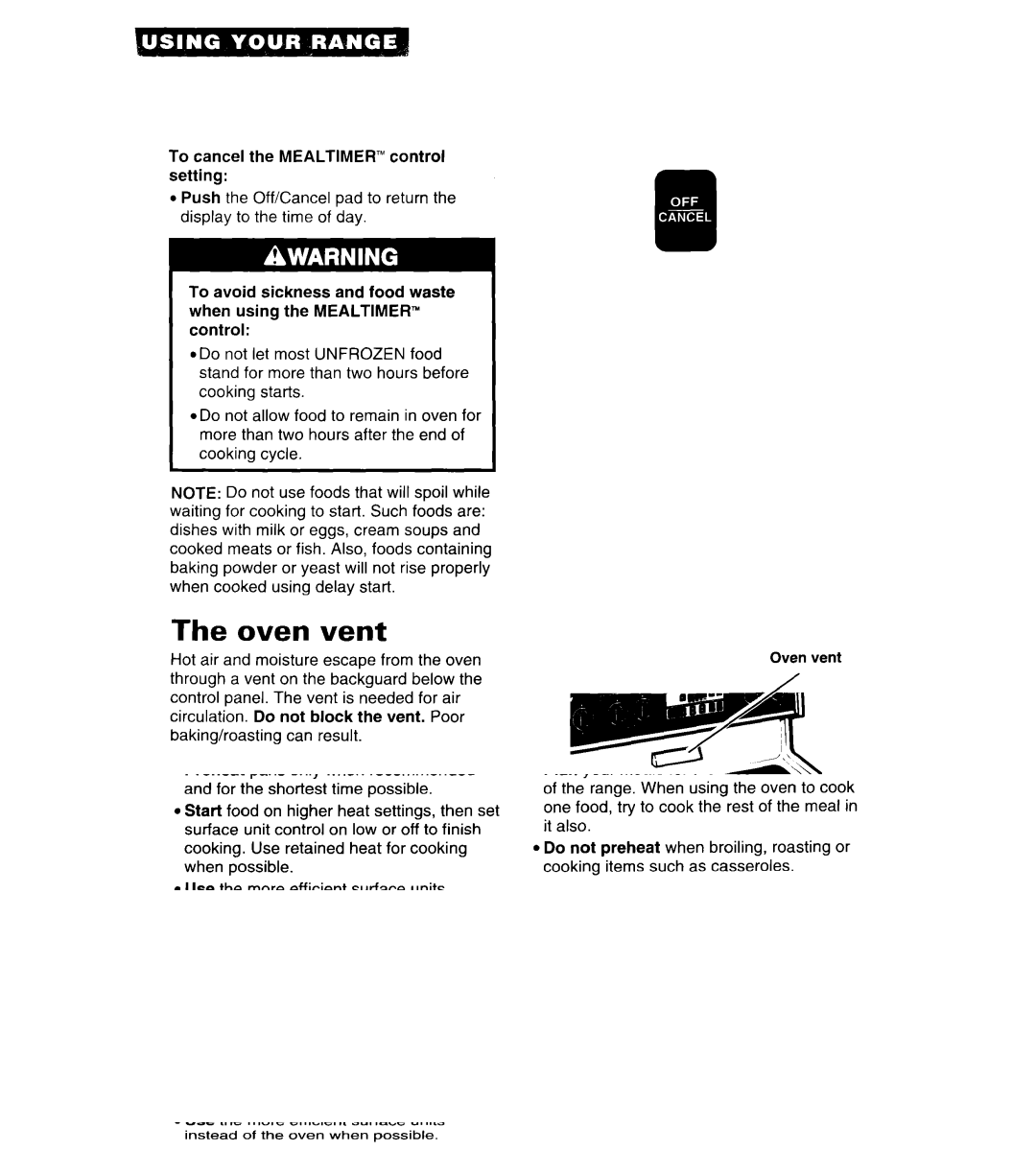 Whirlpool RF376PCY manual Oven Vent 