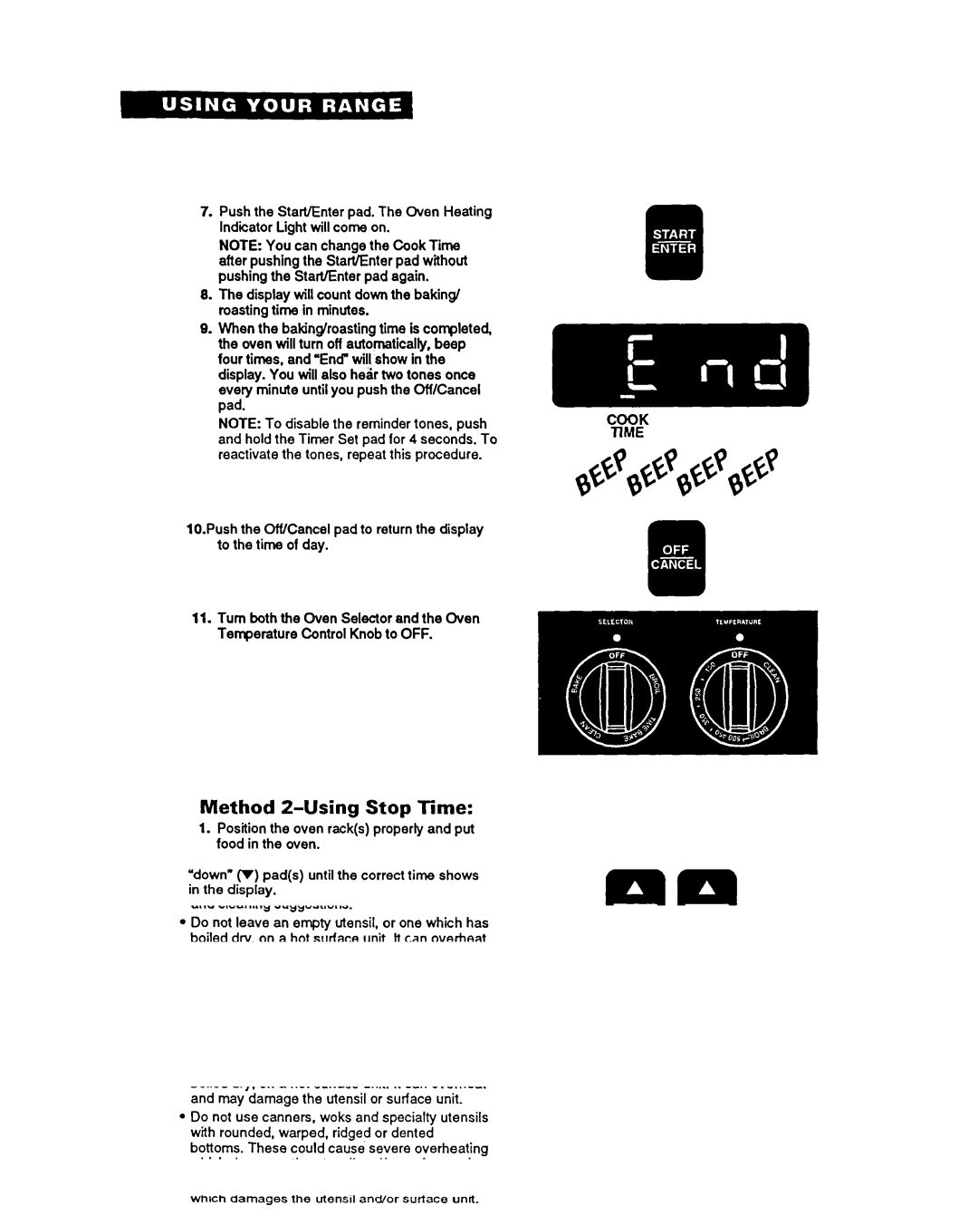 Whirlpool RF376PXY warranty Method Z-Using Stop Time 