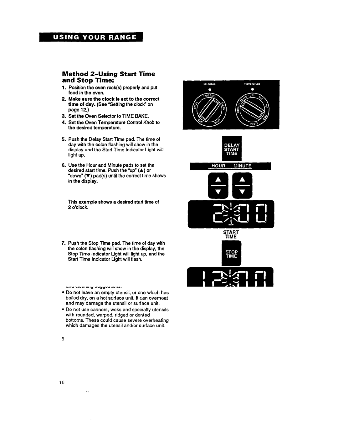 Whirlpool RF376PXY warranty Method Z-Using Start Time Stop Time 