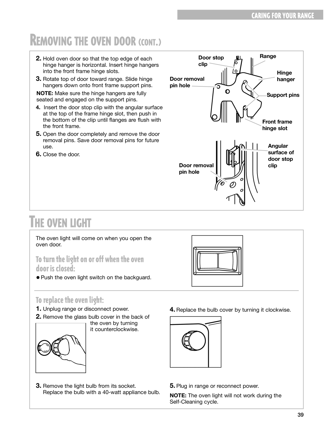 Whirlpool RF378PXG, RF377PXG manual Oven Light, To replace the oven light 