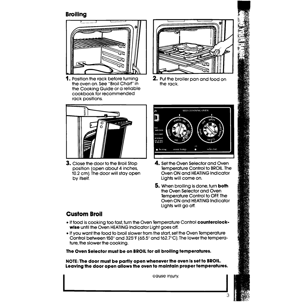 Whirlpool RF367BXW, RF377PXW manual Broiling, Custom Broil 