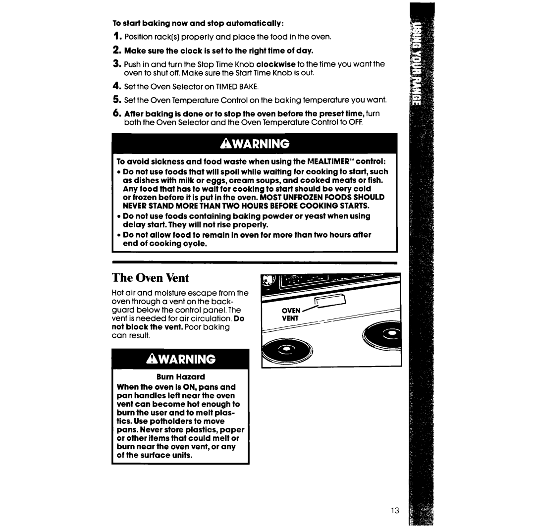 Whirlpool RF367BXW, RF377PXW manual Oven Vent 