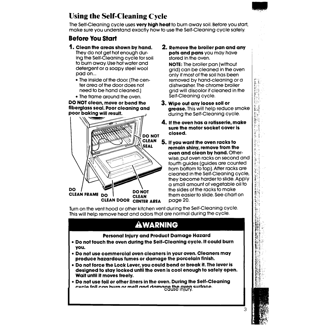 Whirlpool RF367BXW, RF377PXW manual Using the Self-Cleaning Cycle, Before You start 