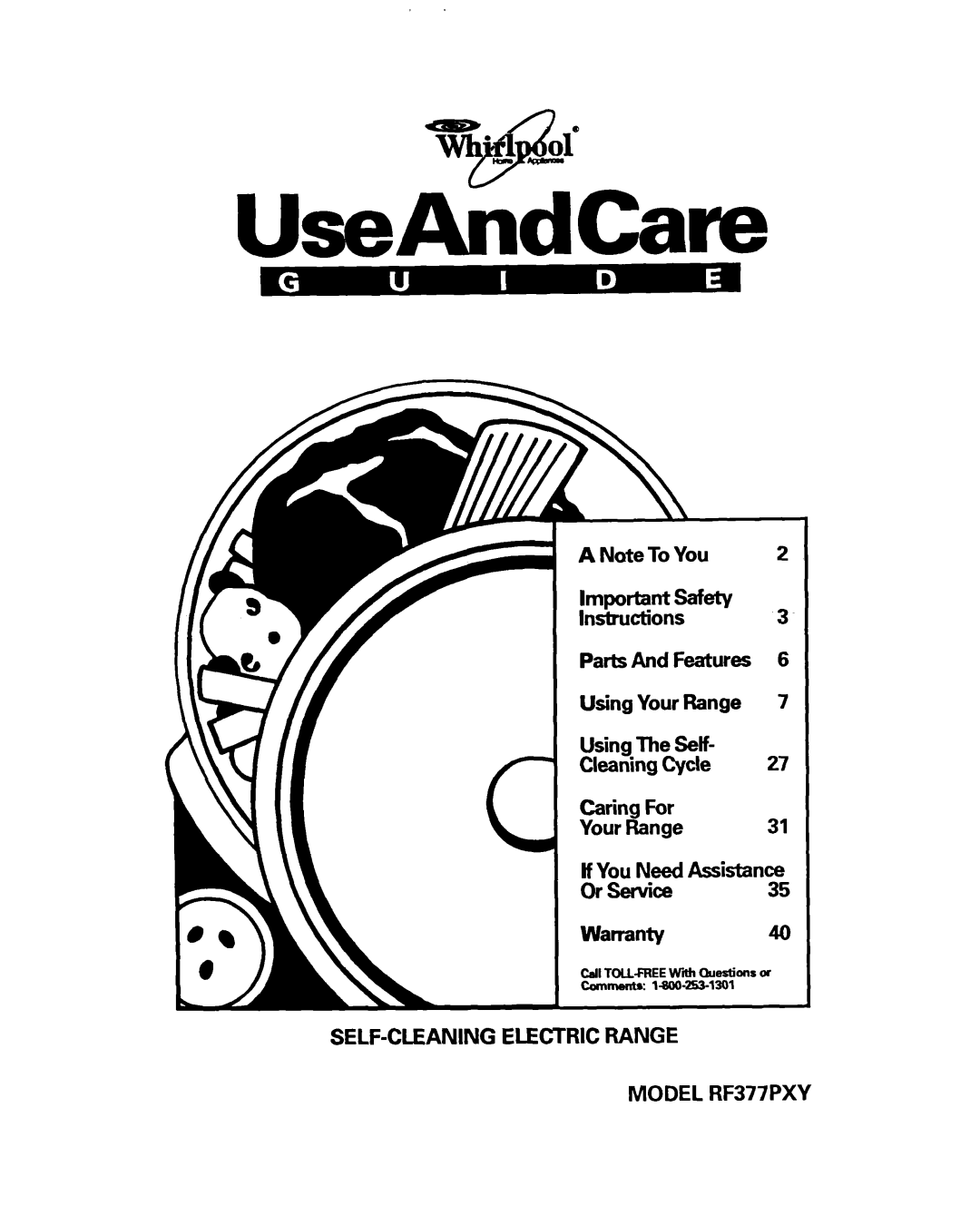 Whirlpool important safety instructions SELF-CLEANING Electric Range Model RF377PXY 