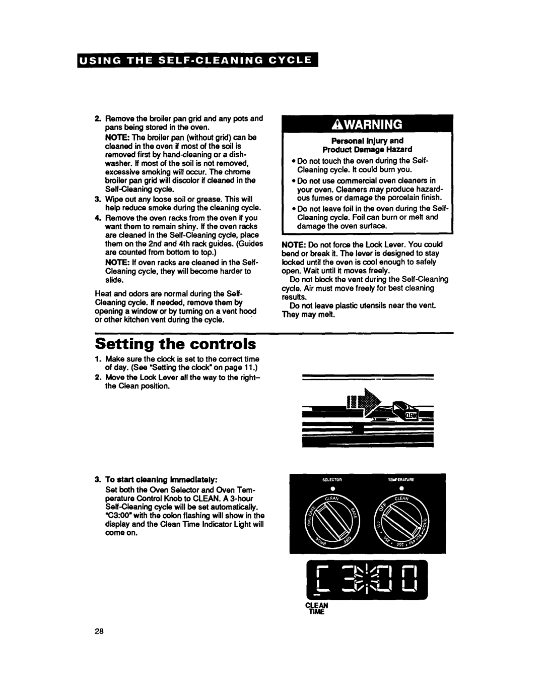 Whirlpool RF377PXY important safety instructions Setting the controls 