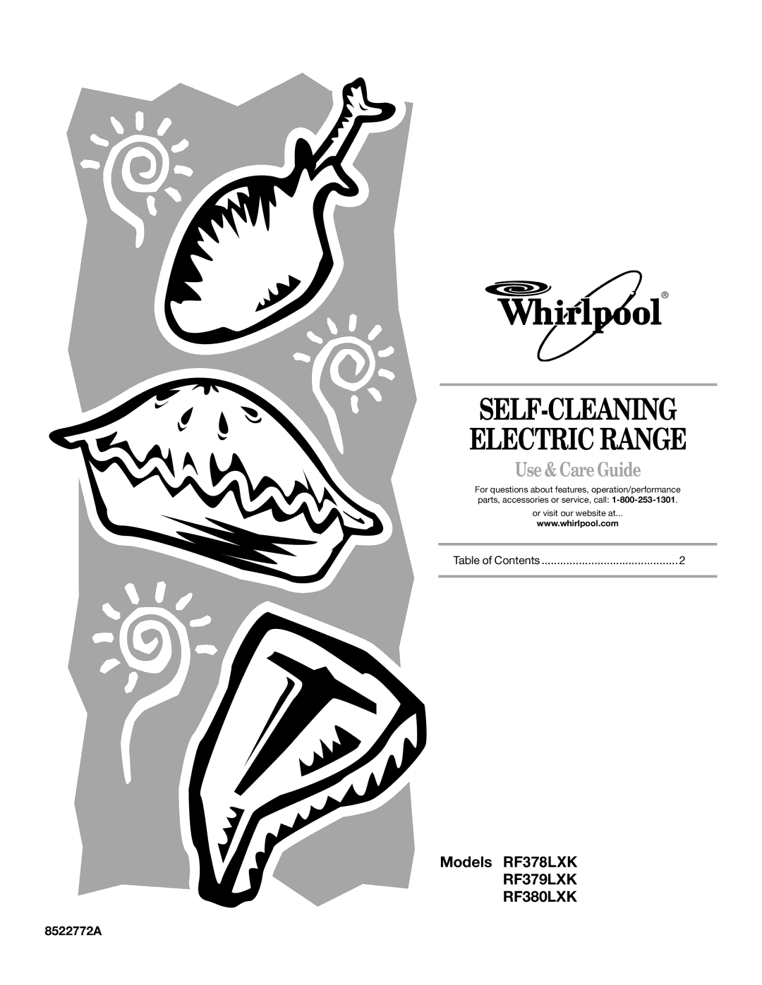 Whirlpool RF379LXK, RF380LXK, F378LXK manual SELF-CLEANING Electric Range, Use & Care Guide, 8522772A 