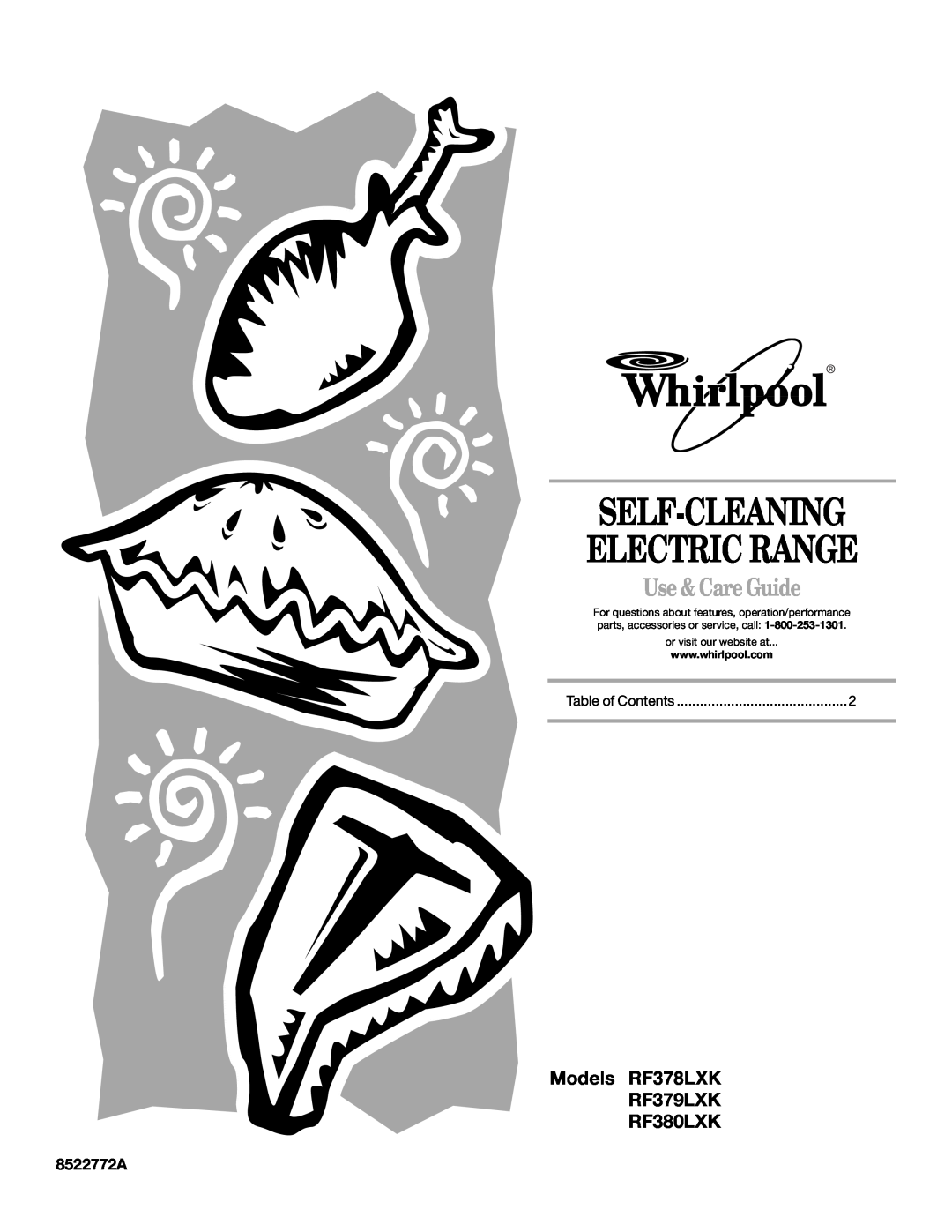 Whirlpool manual Self-Cleaning Electric Range, Use & Care Guide, Models RF378LXK, 8522772A, RF379LXK RF380LXK 