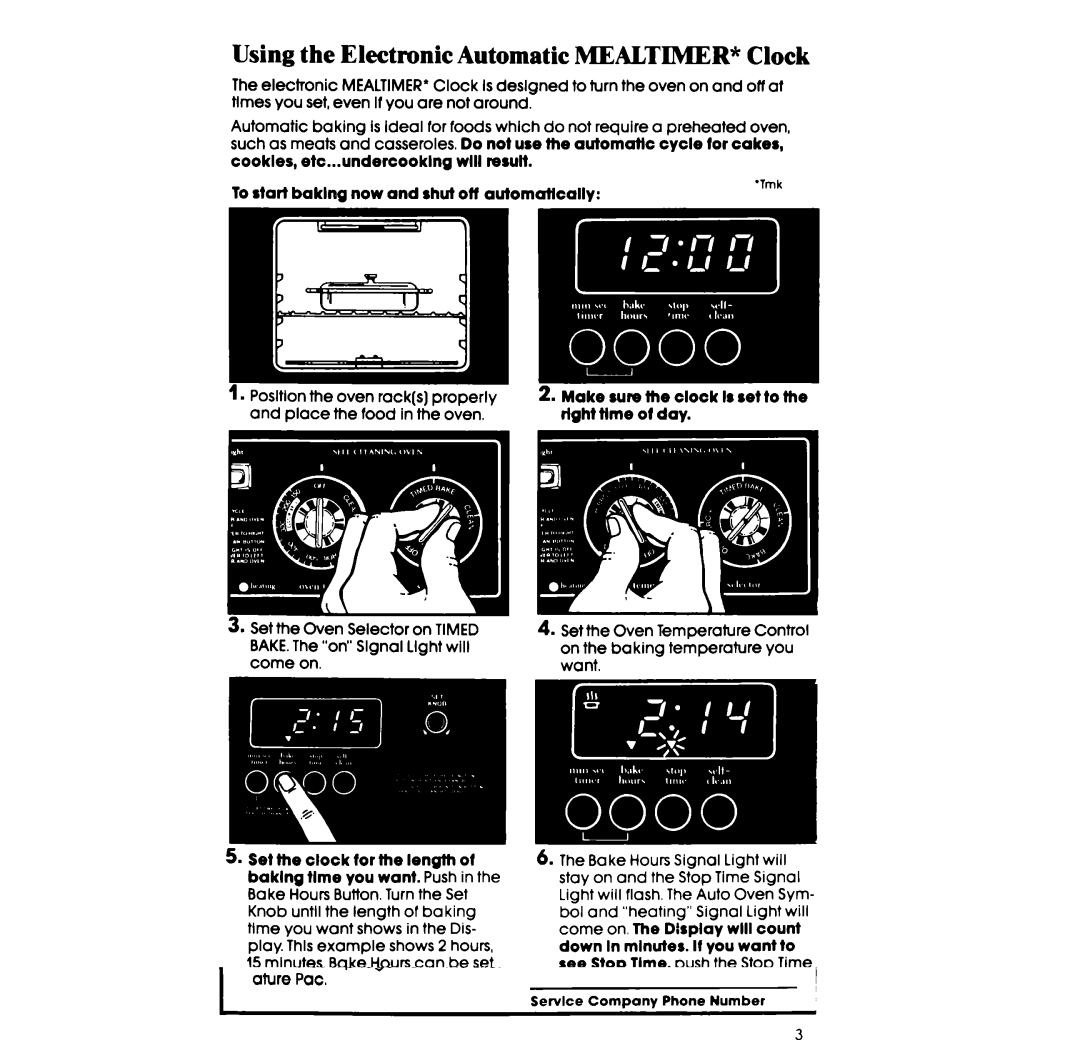 Whirlpool RF385PCV manual Using the Electronic Automatic MEALTIMER* Clock, On next 