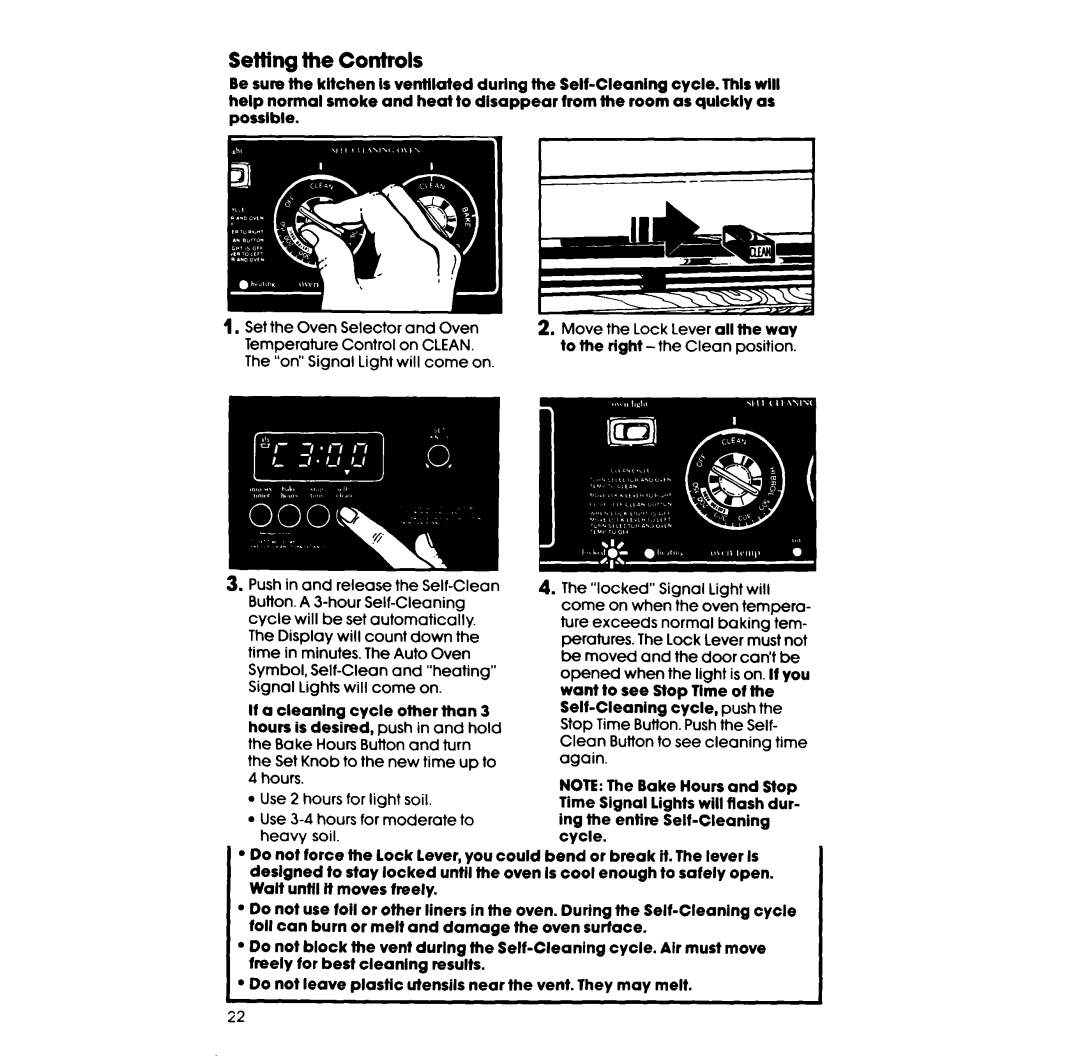 Whirlpool RF385PCV manual Setting the Controls 