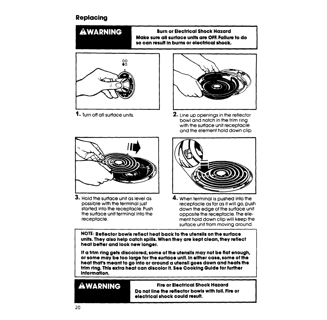 Whirlpool RF385PCV manual Replacing 