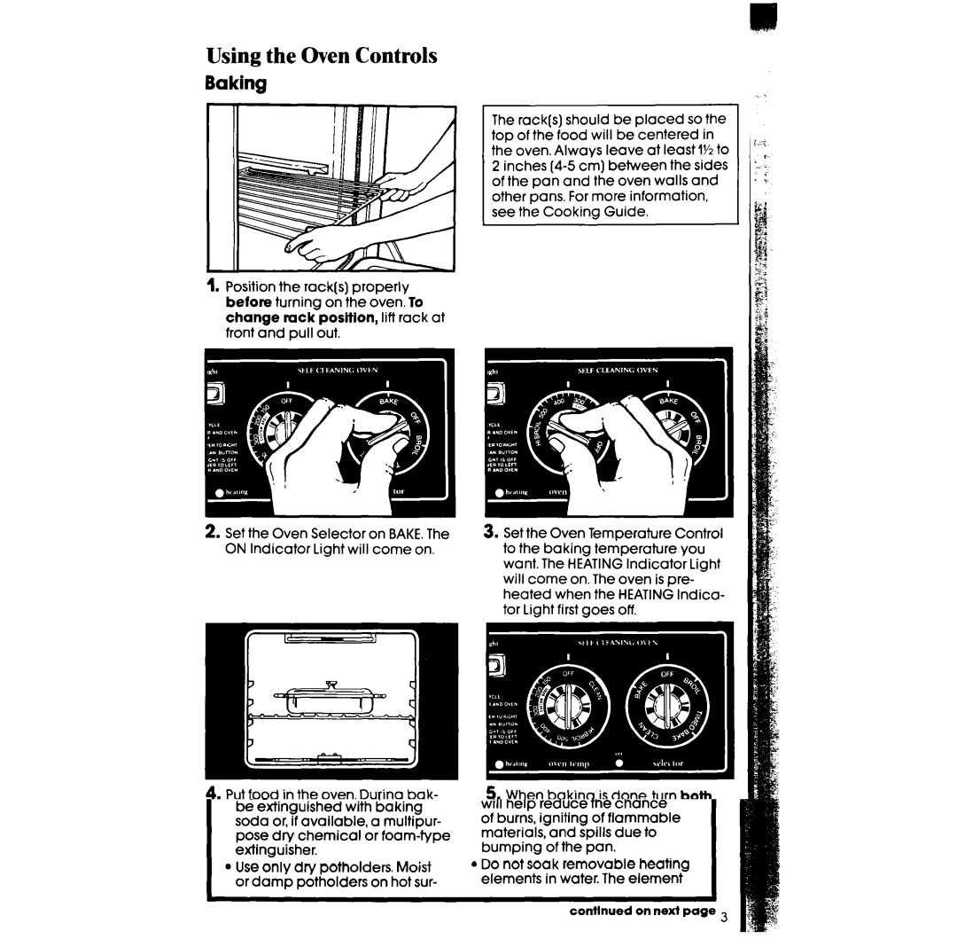 Whirlpool RF385PXW, RF385PCW manual Using the Oven Controls, Baking, At the setting. The HEATINGIndica, Elements 