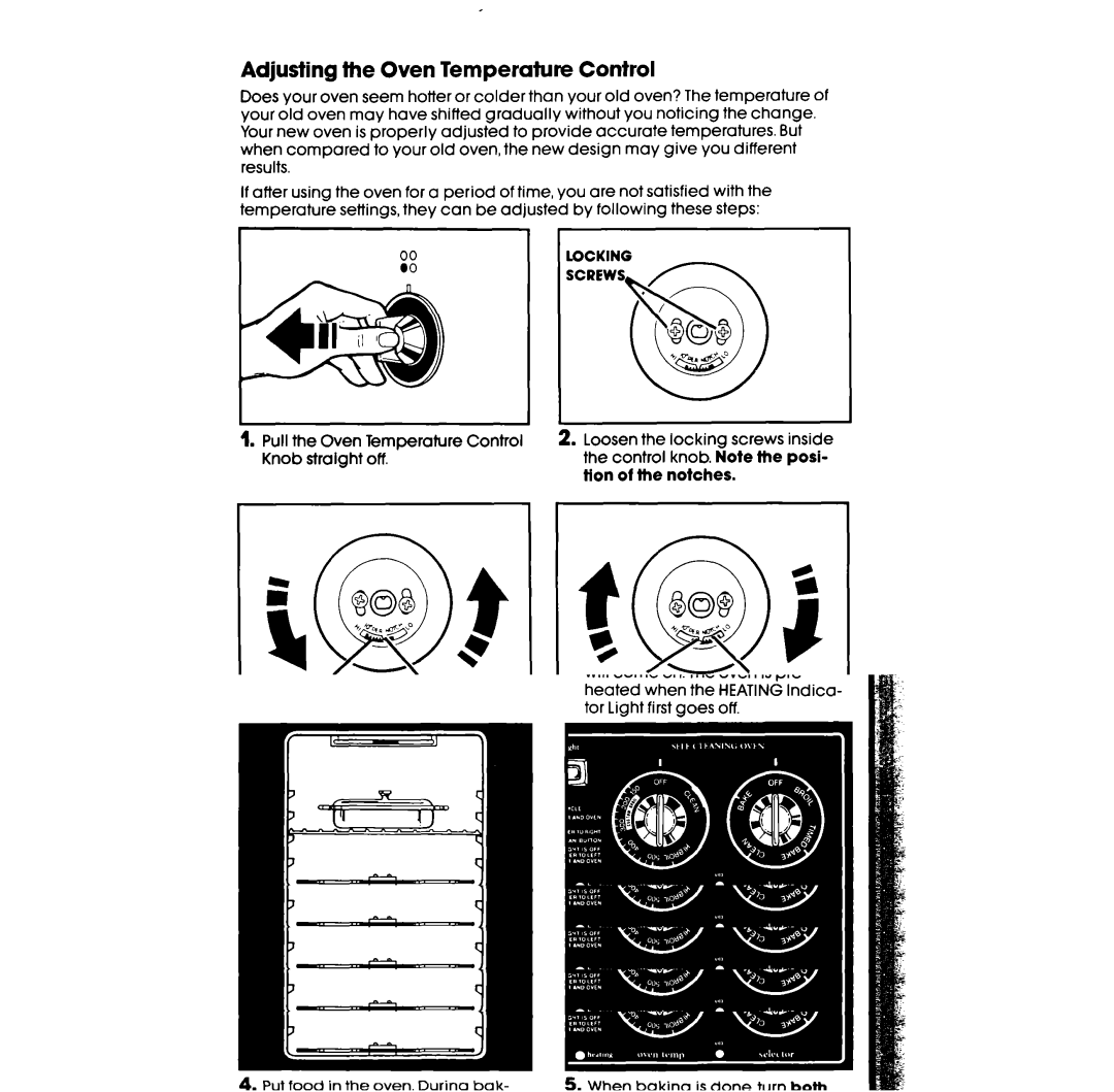 Whirlpool RF385PCW, RF385PXW Adjusting the Oven Temperature Control, Pull the Oven Temperature Control Knob straight off 