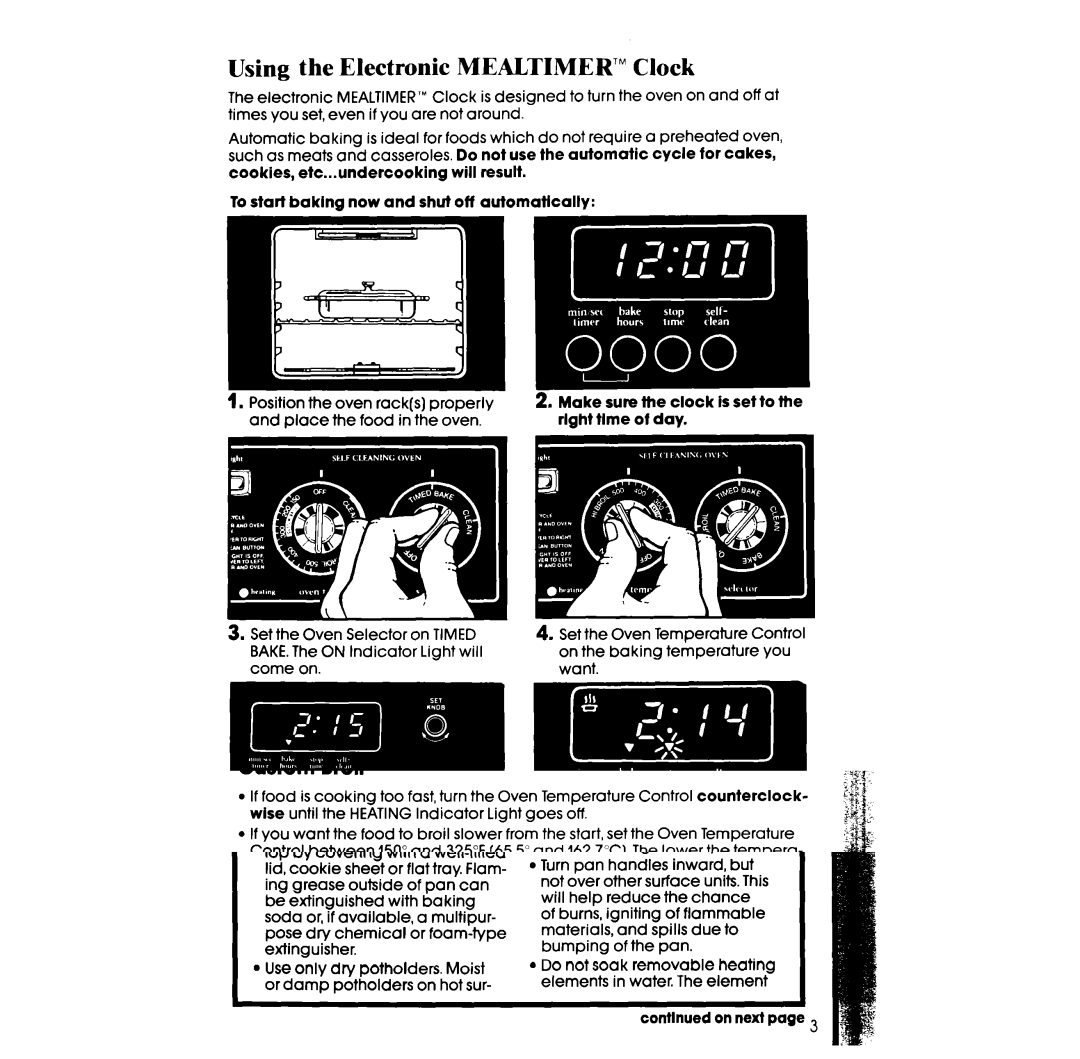 Whirlpool RF385PCW, RF385PXW manual Using the Electronic MEALTIMER’ Clock 