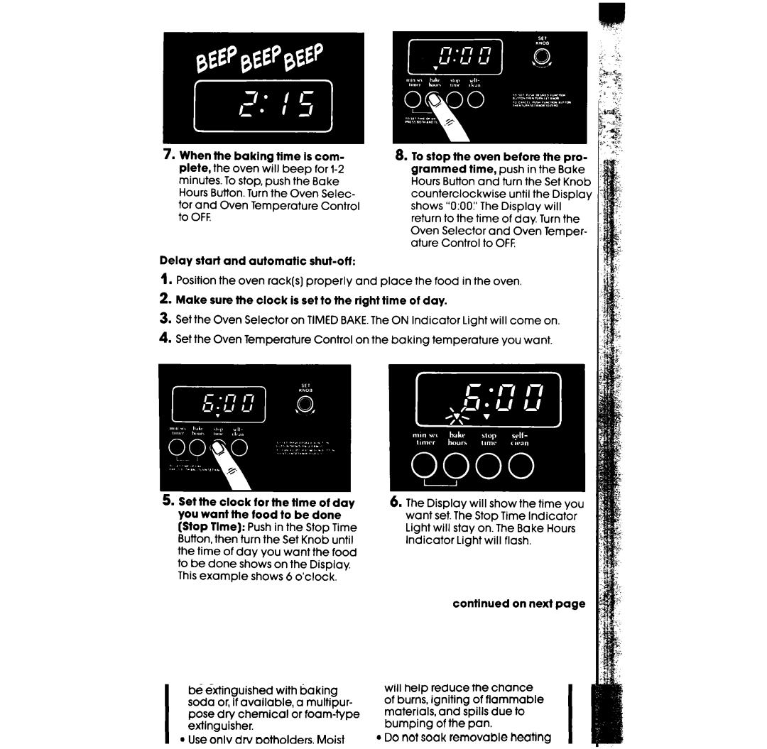 Whirlpool RF385PXW, RF385PCW manual Make sure the clock is set to the right time of day 