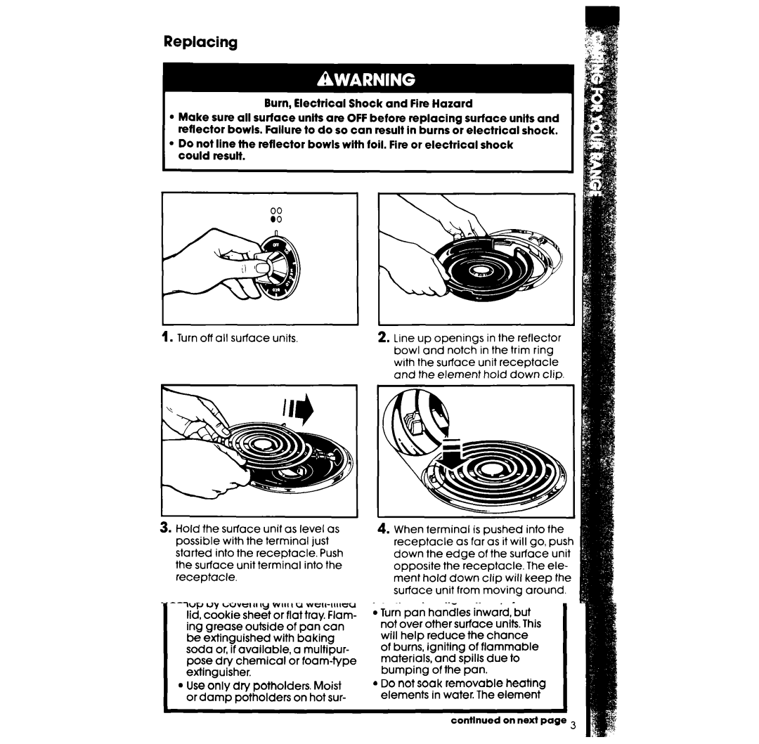 Whirlpool RF385PXW, RF385PCW manual Replacing 