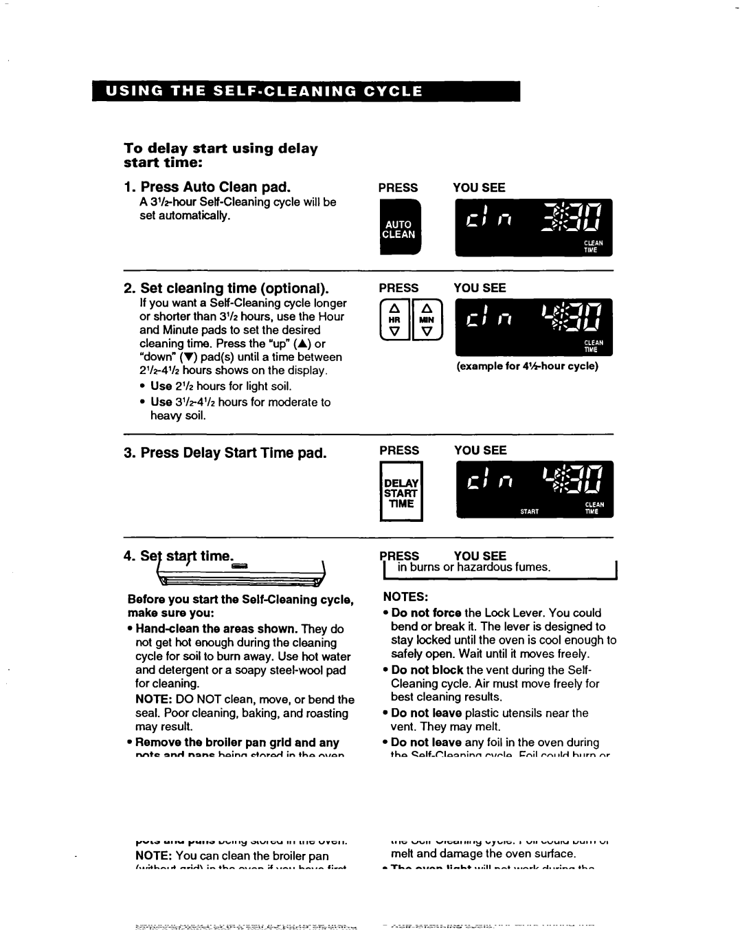 Whirlpool RF385PXD warranty Press Delay Start Time pad Set start time Complete entry, To delay start using delay start time 