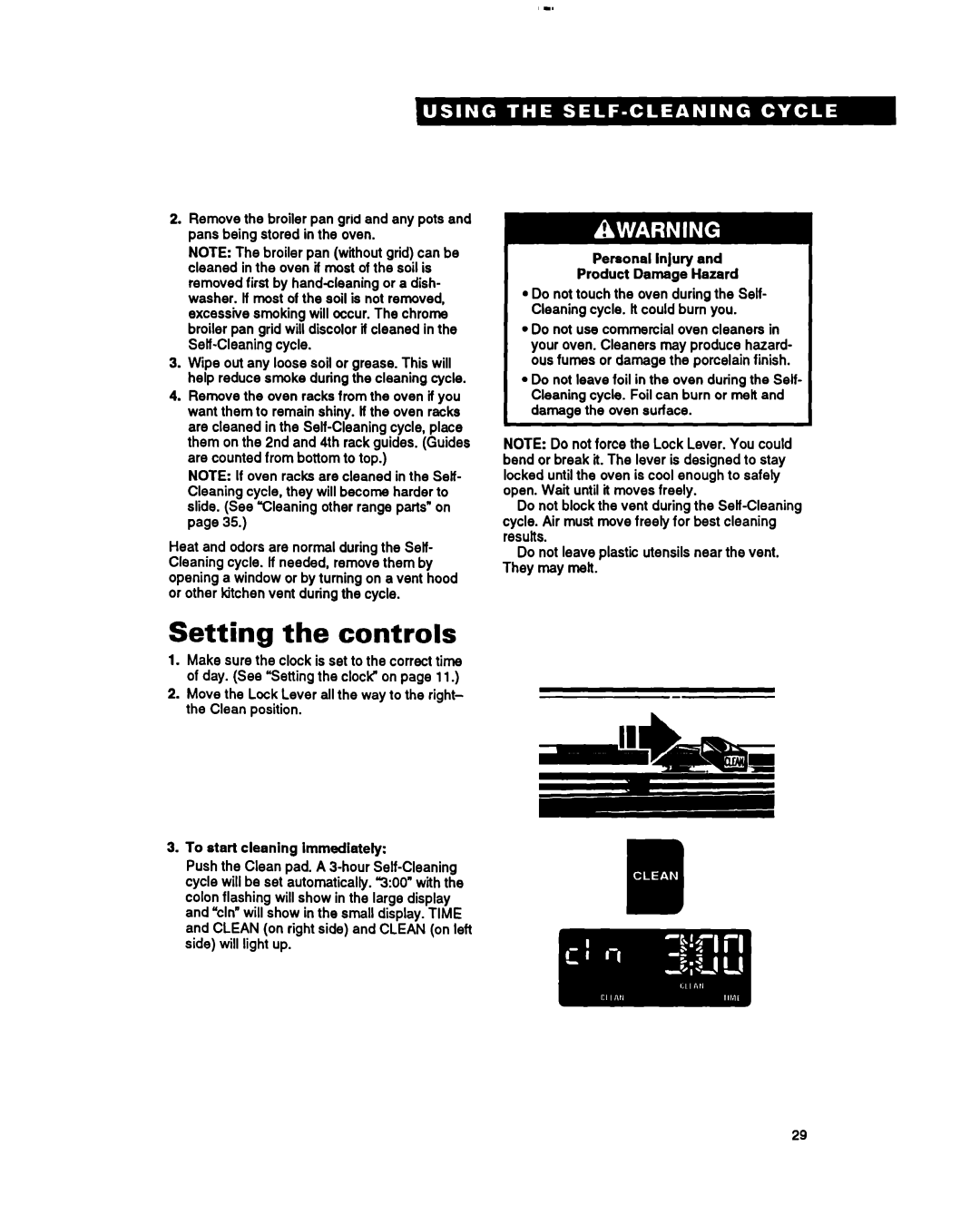 Whirlpool RF385PXY manual Setting the controls 