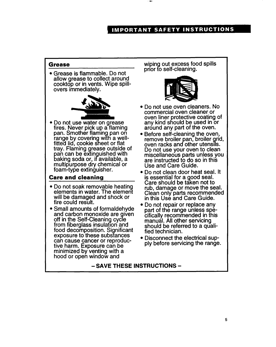 Whirlpool RF385PXY manual Grease 