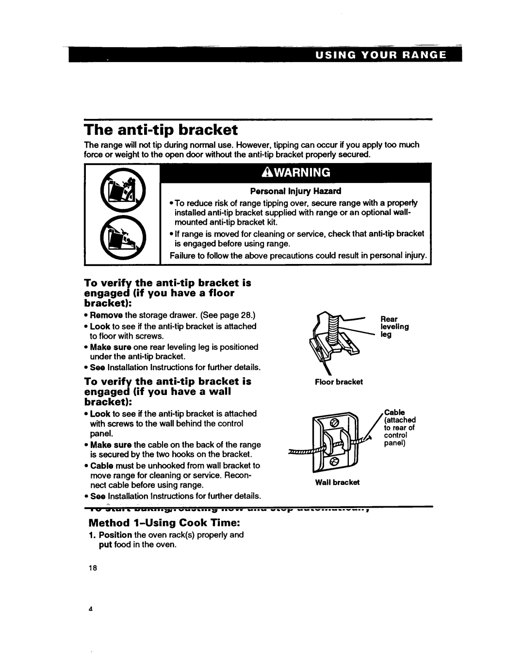 Whirlpool RF385PXY5 warranty Anti-tip bracket, Optional door panel pat, Wall bracket 