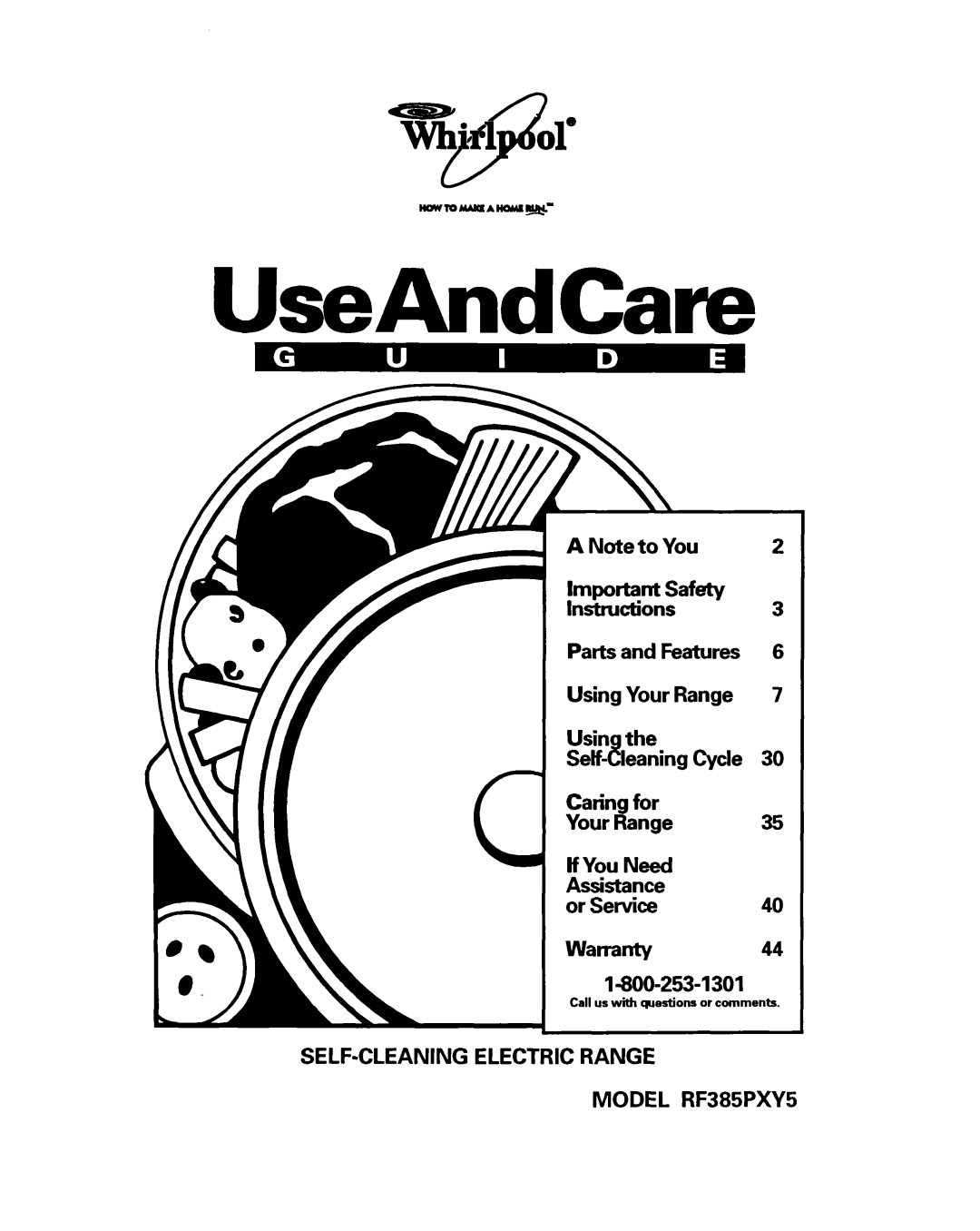 Whirlpool RF385PXY5 warranty UseAndCare, wh. I 01’ H, HowwdAla*l#llu~ 