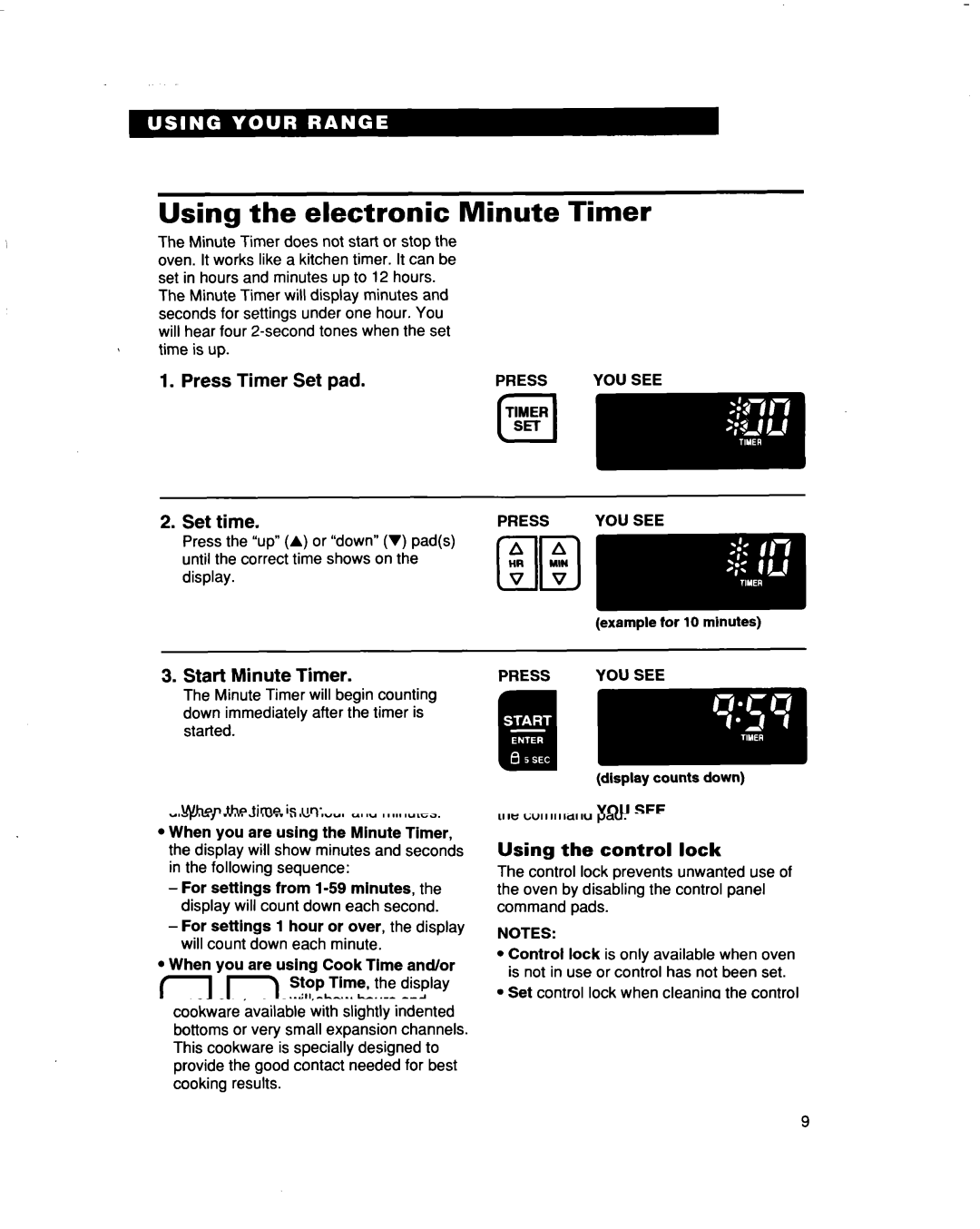 Whirlpool RF386PXD warranty Using the electronic Minute Timer 