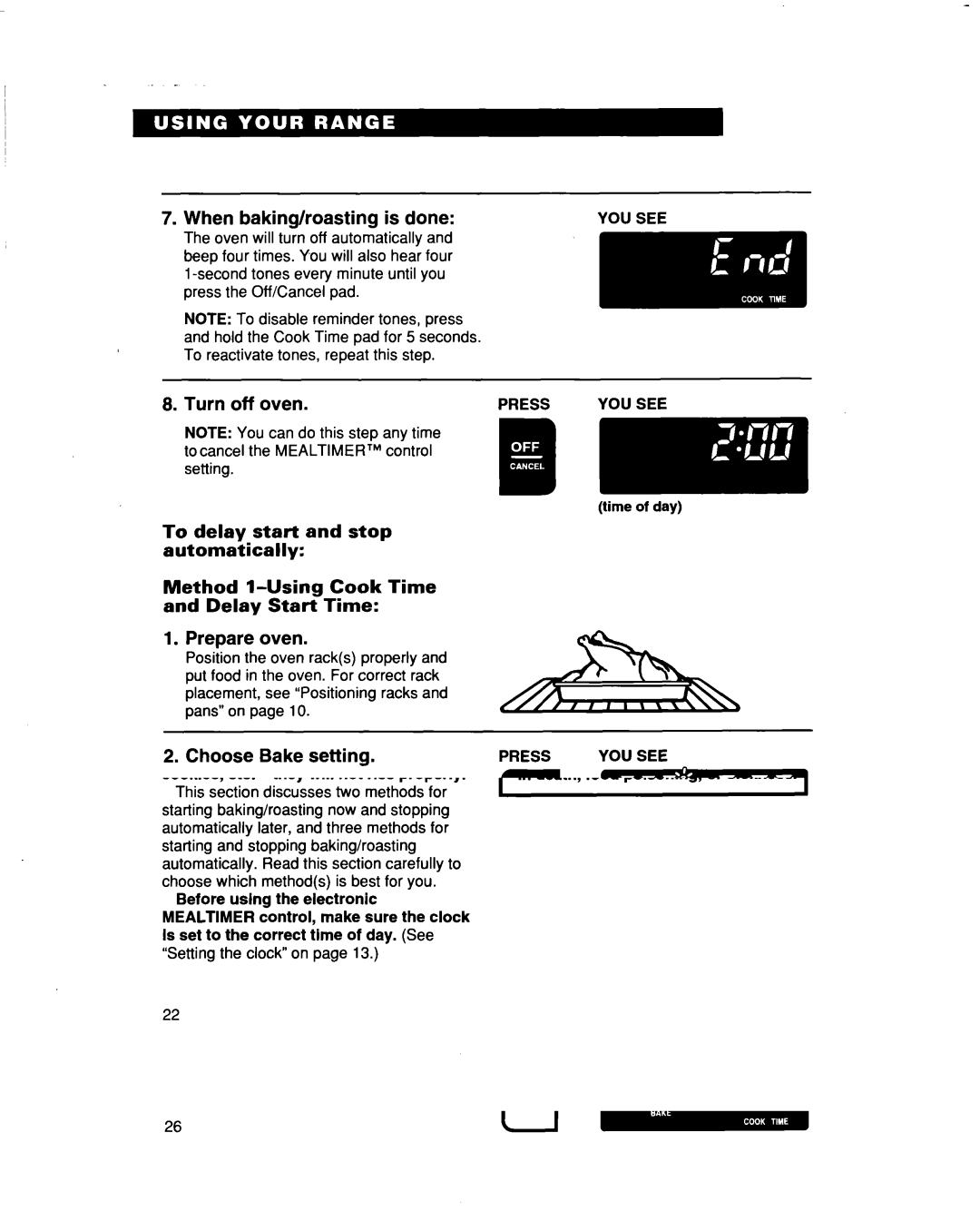 Whirlpool RF386PXD warranty Press Cook Time pad 