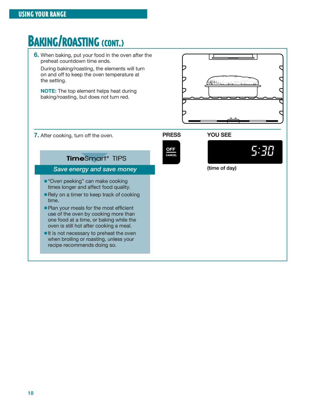 Whirlpool RF386PXE, RF385PXE manual Save energy and save money, Time of day 