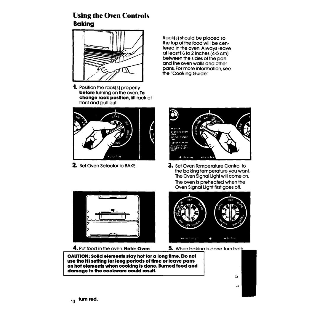 Whirlpool RF3870PXP manual Using the Oven Controls Baking, Top element helps heat durlng baking, but does not Turn red 