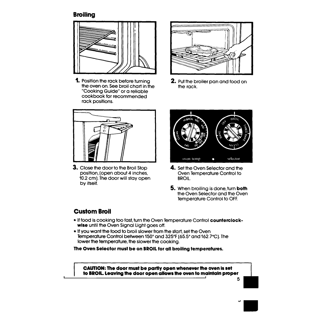 Whirlpool RF3870PXP manual Broiling, Custom Broil 