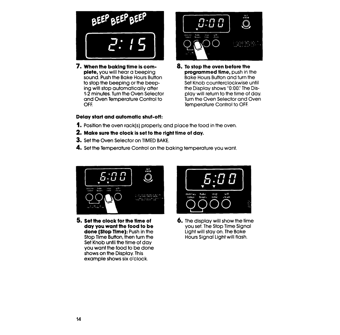 Whirlpool RF3870PXP manual Delay start and automatic shut-off 