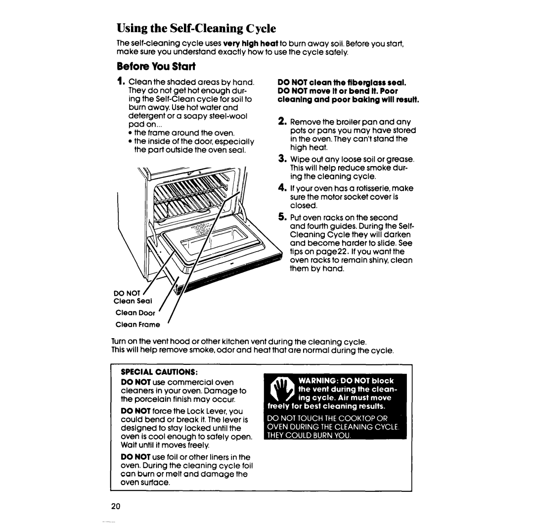 Whirlpool RF3870PXP manual Using the Self-Cleaning Cycle, Before You Start 