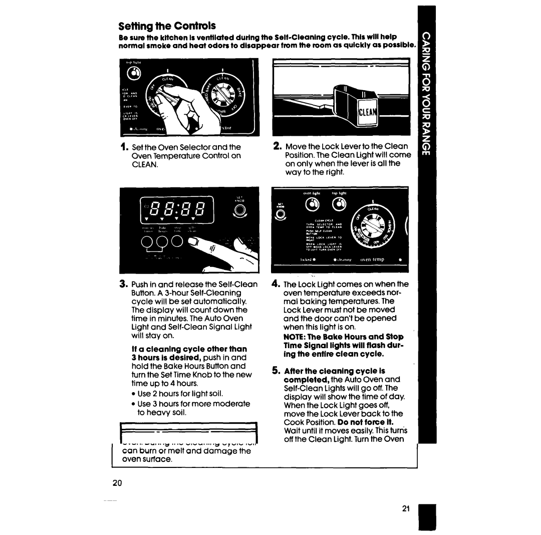 Whirlpool RF3870PXP manual Setting the Controls, Clean 