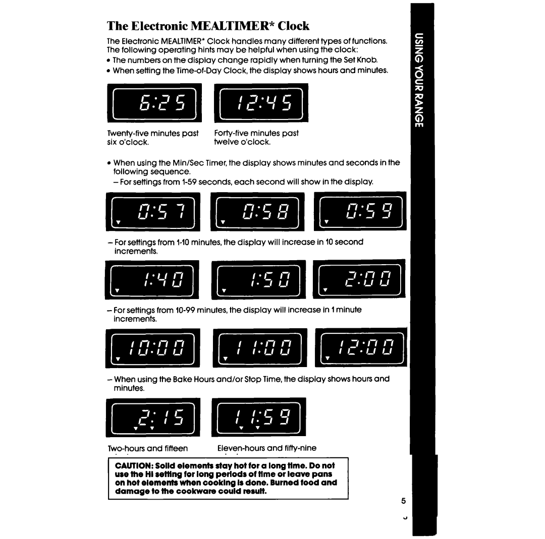 Whirlpool RF3870PXP manual Electronic MEALTIMER* Clock, Ofher operaflng hinfs may be found on 