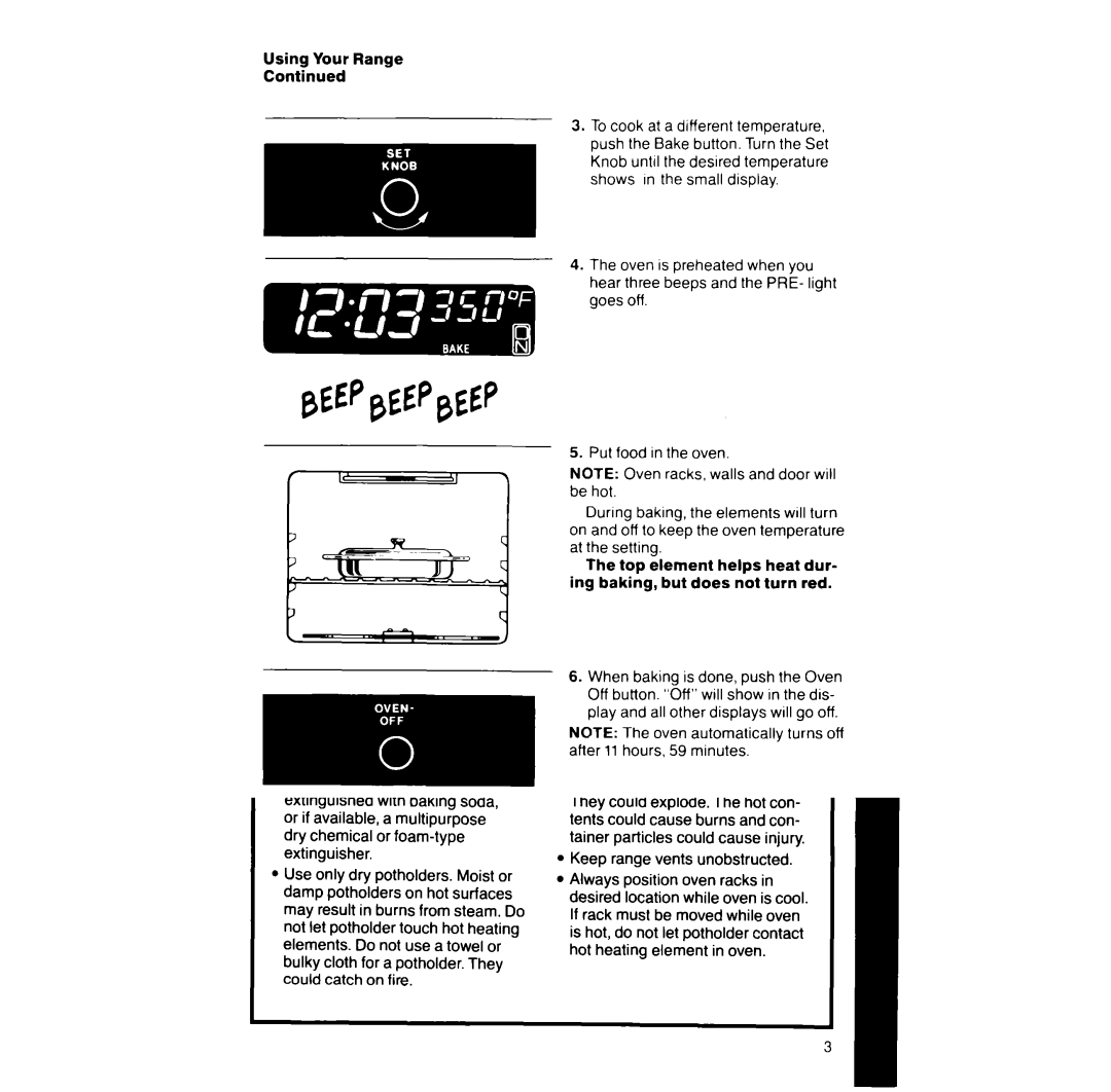 Whirlpool RF387PXV manual Using Your Range 