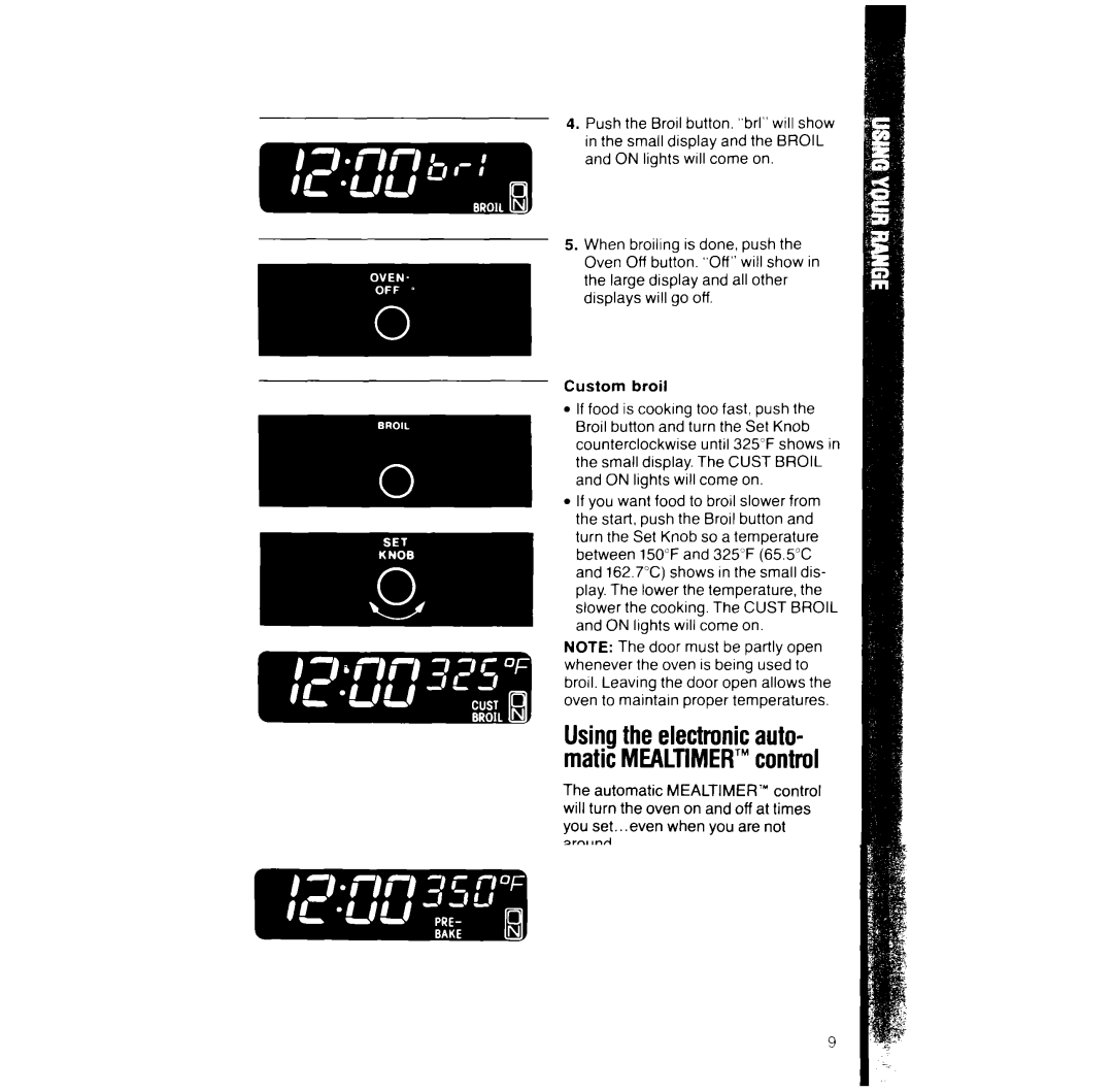 Whirlpool RF387PXW manual Usingthe electronicauto- maticMEALTIMER’control 