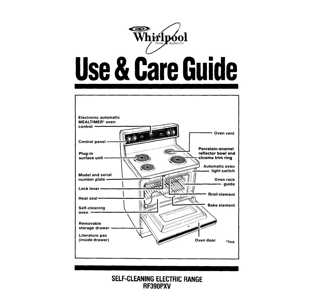 Whirlpool RF390PXV manual Use&CareGuide 