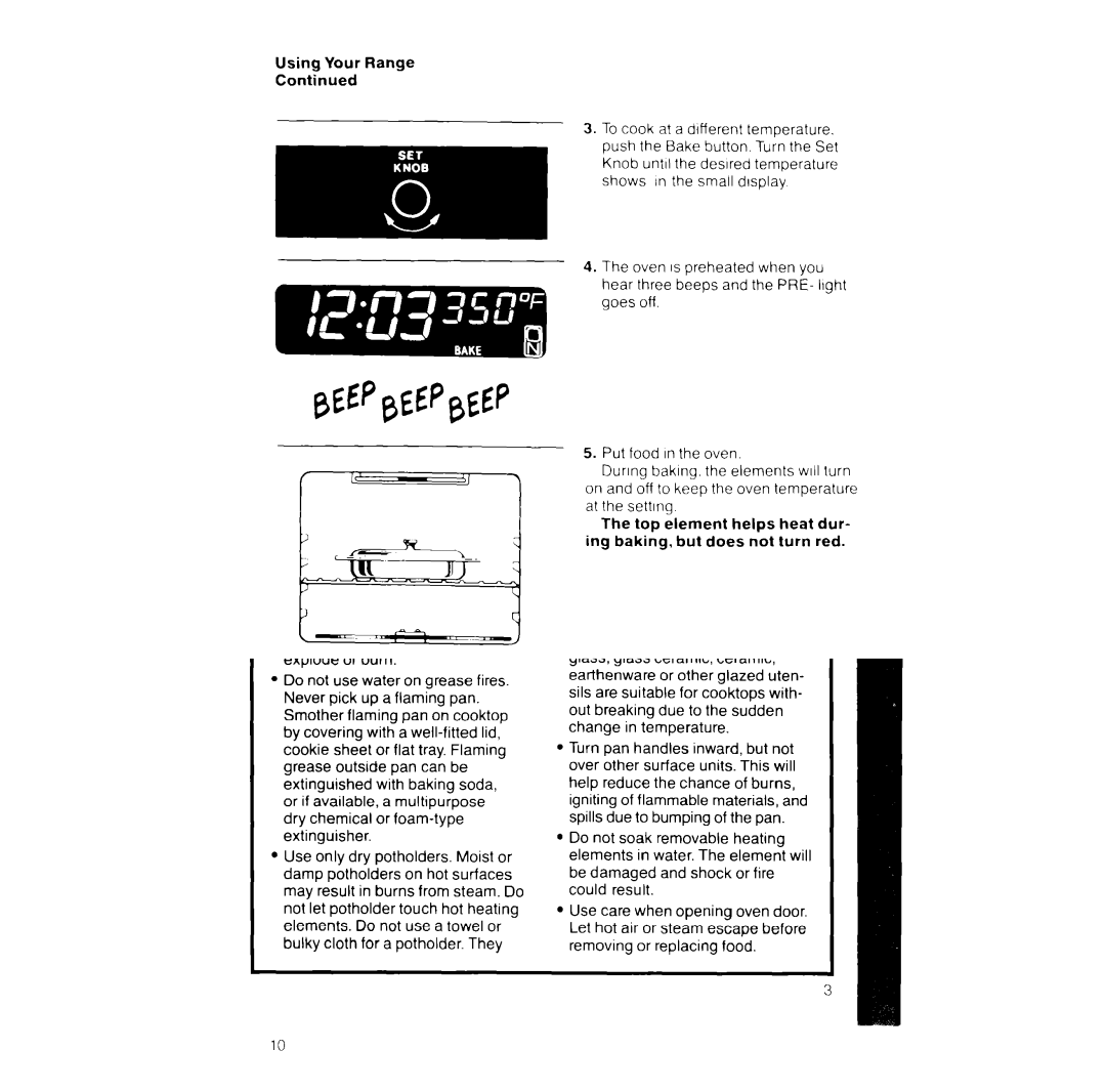 Whirlpool RF390PXV manual On and off to keep the oven temperature 