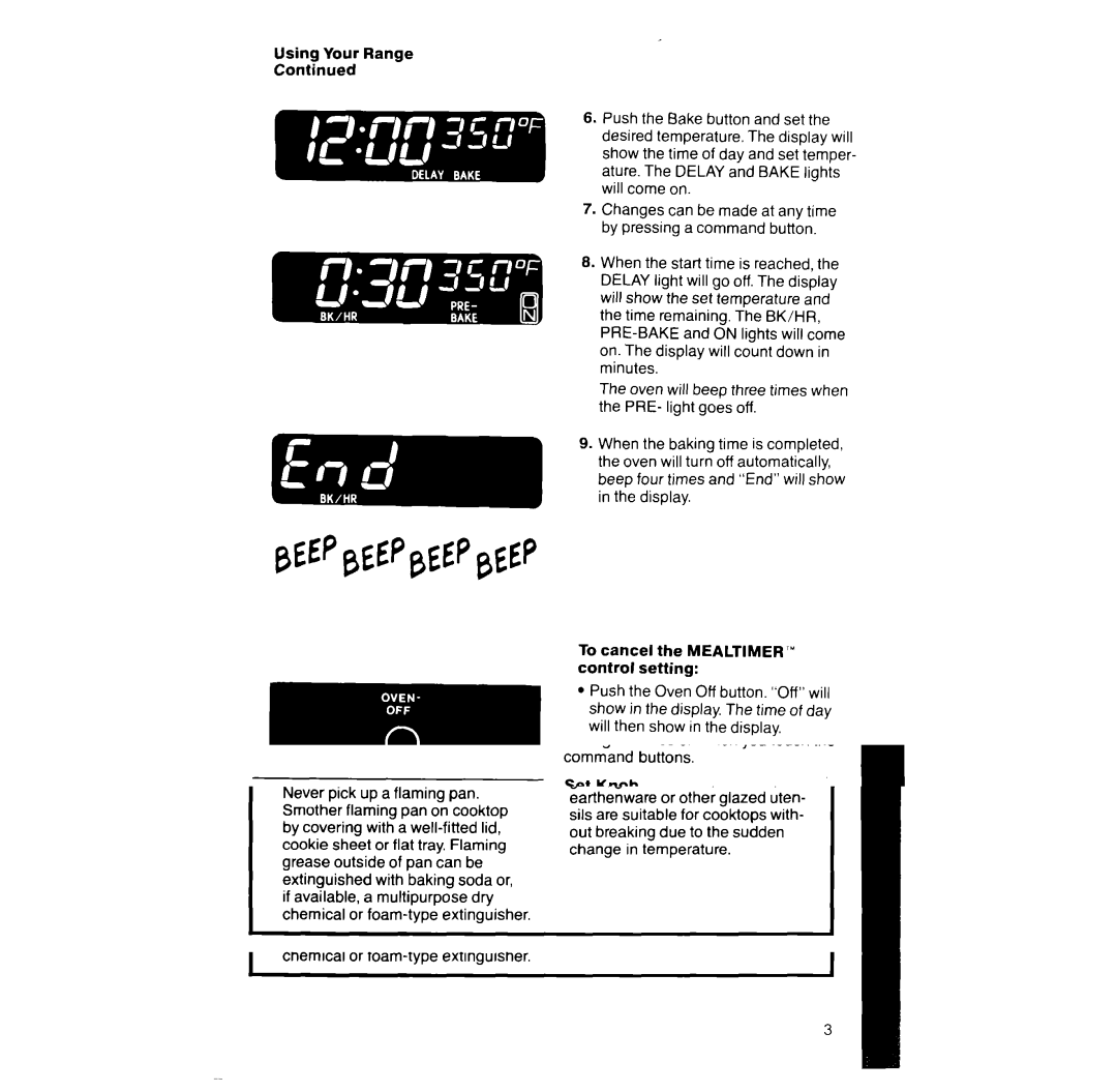 Whirlpool RF390PXW manual Using Your Range 