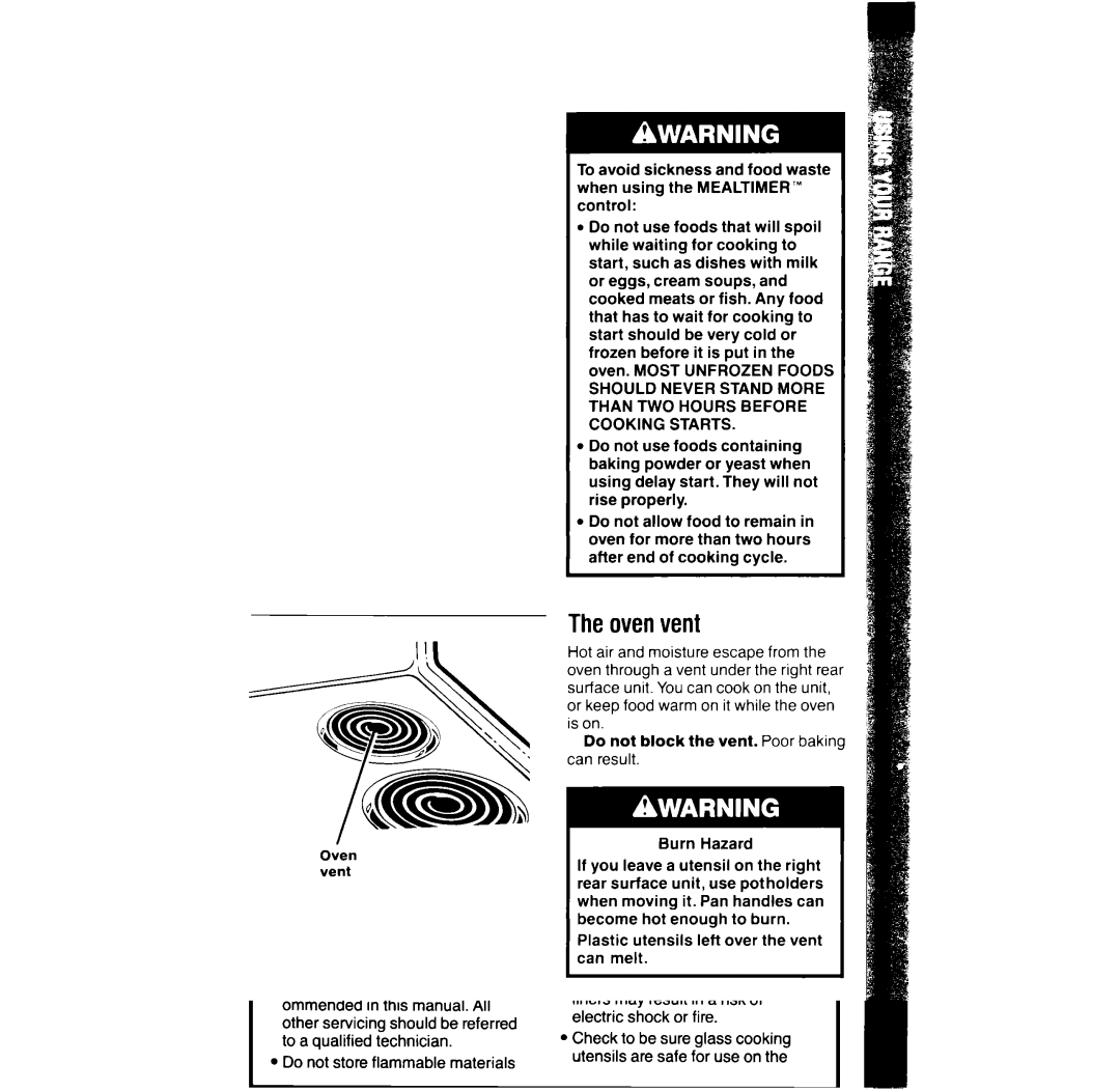 Whirlpool RF391PXW manual Ovenvent 