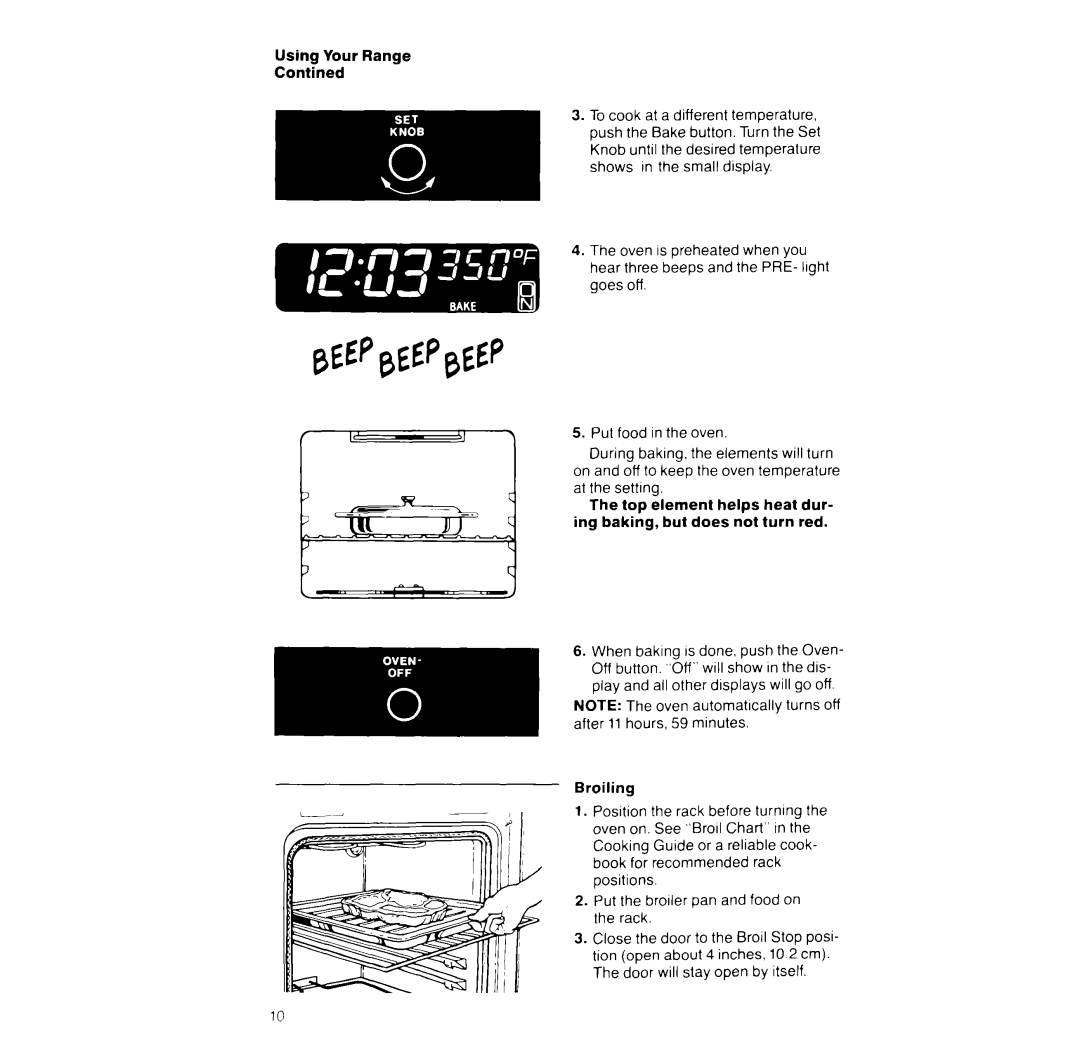 Whirlpool RF391PXW manual Using Your Range Contined 