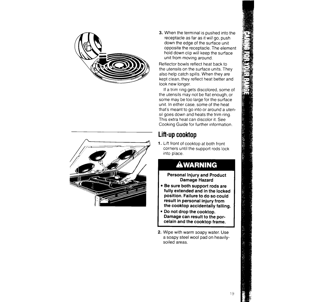Whirlpool RF391PXW manual Lift-upcooktop 