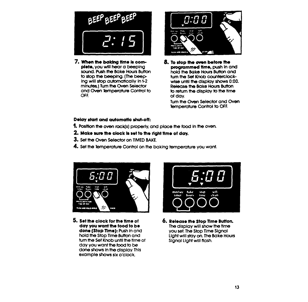 Whirlpool RF395PXP manual Done shows In the display. mk example shows SIXo’clock 