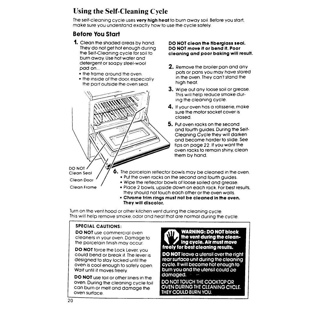 Whirlpool RF395PXP manual Using the Self-Cleaning Cycle, Before You Start 