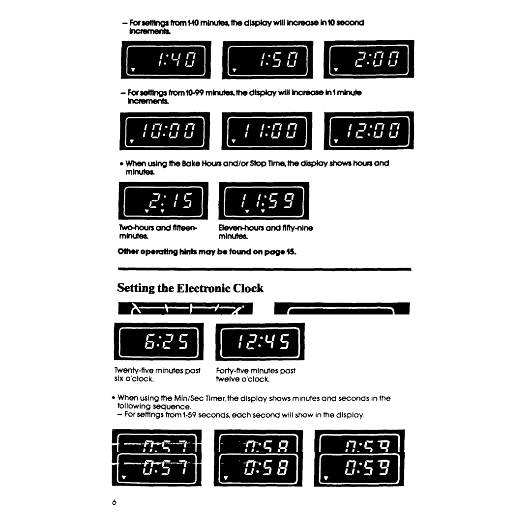 Whirlpool RF395PXP manual Setting the Electronic Clock 